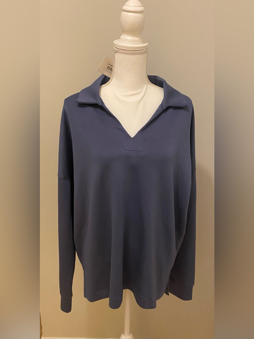 Discount Divas Blue “luxe scuba” collar pullover in Blue Size 1X NWT